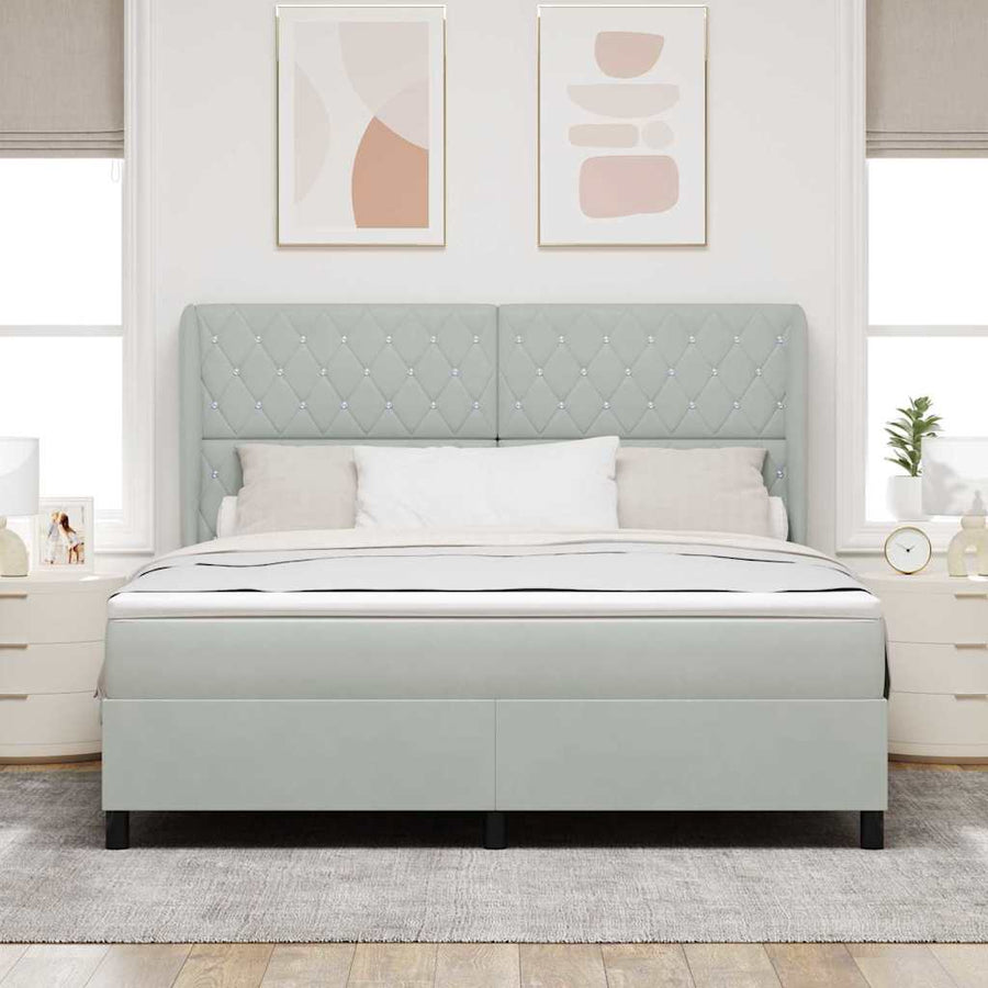 Boxspringbed met matras Lichtgrijs 200 x 180 cm Fluweel