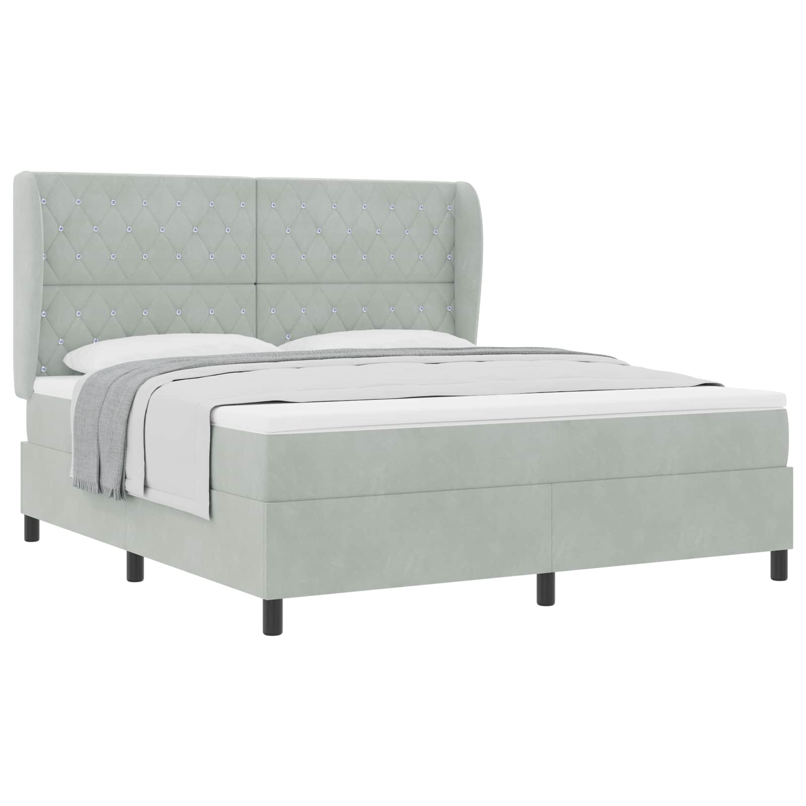 Boxspringbed met matras Lichtgrijs 200 x 180 cm Fluweel