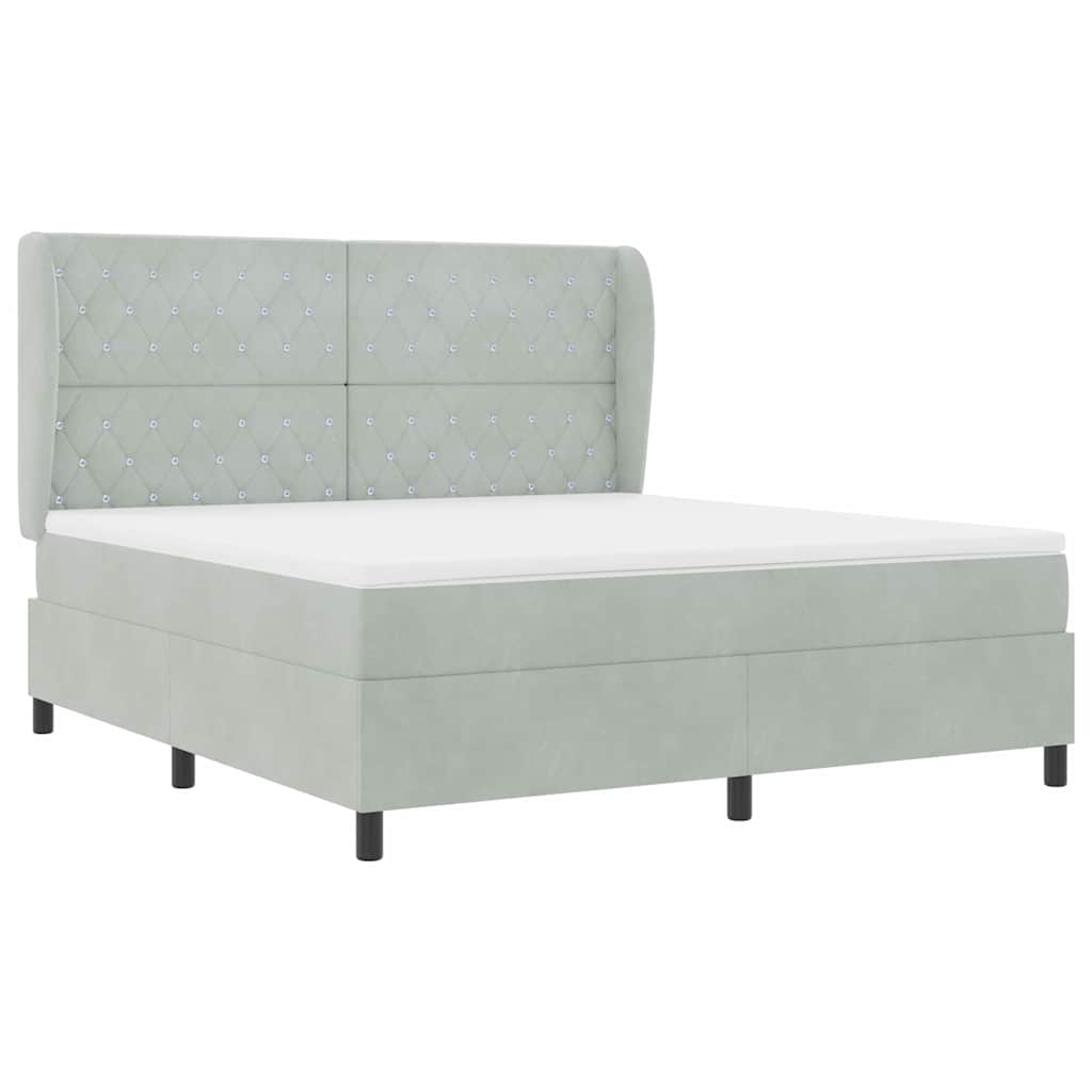 Boxspringbed met matras Lichtgrijs 200 x 180 cm Fluweel