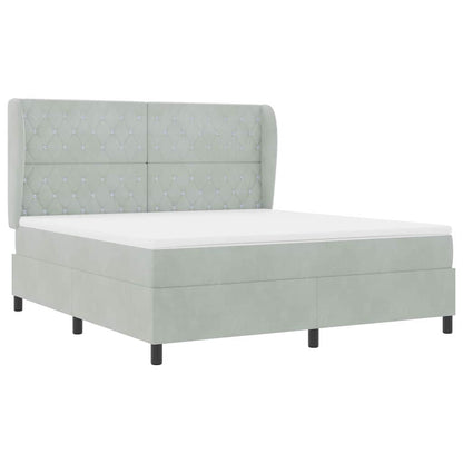 Boxspringbed met matras Lichtgrijs 200 x 180 cm Fluweel