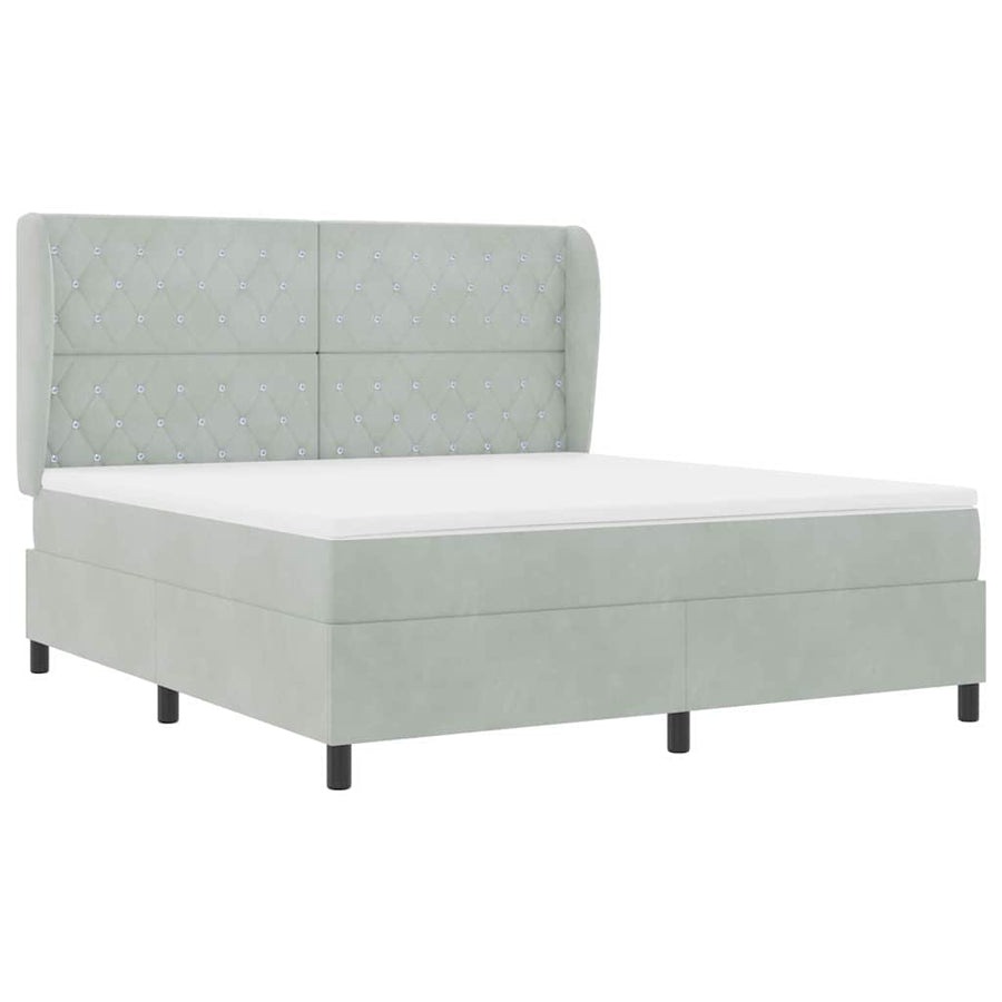 Boxspringbed met matras Lichtgrijs 200 x 180 cm Fluweel