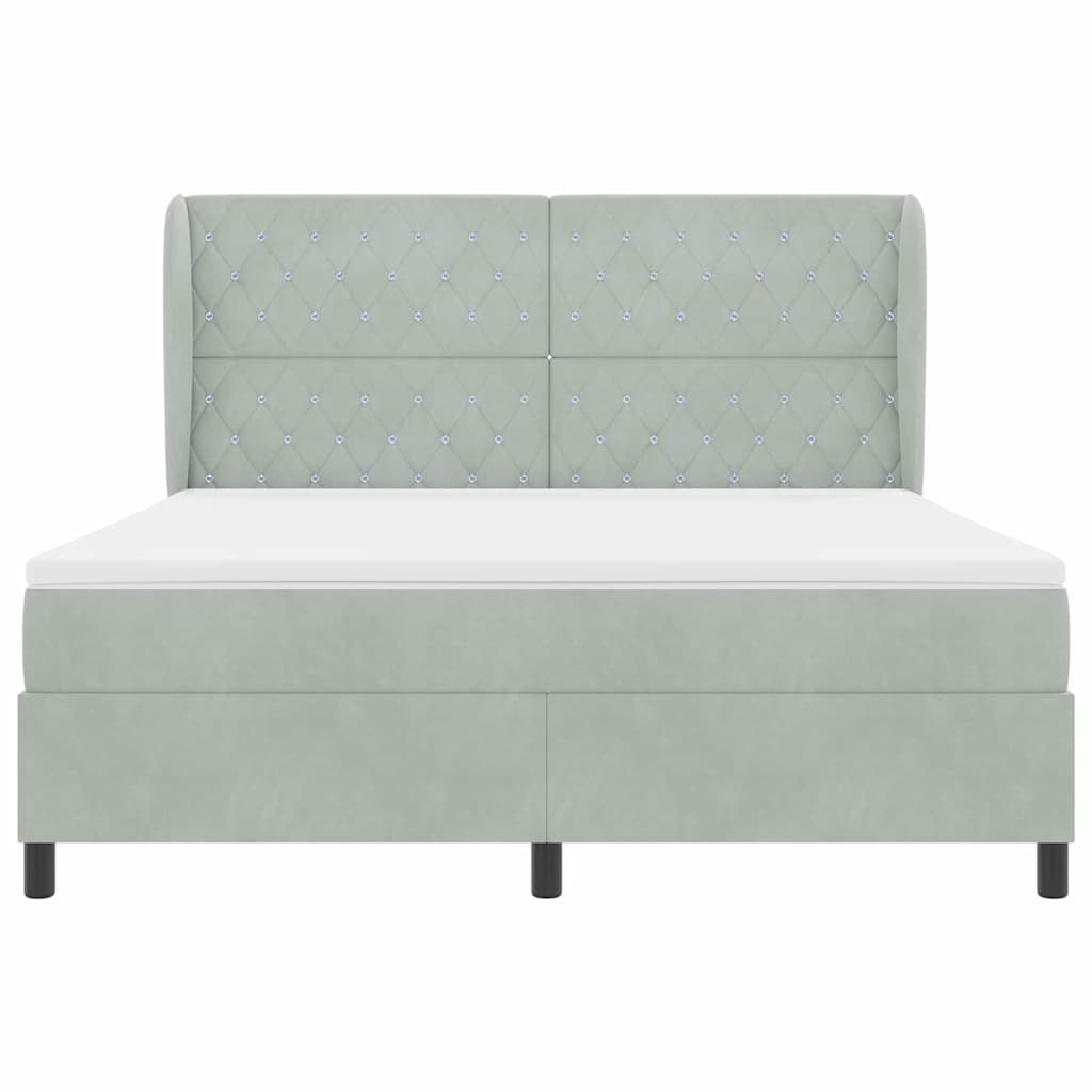 Boxspringbed met matras Lichtgrijs 200 x 180 cm Fluweel