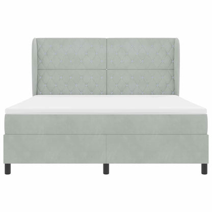 Boxspringbed met matras Lichtgrijs 200 x 180 cm Fluweel