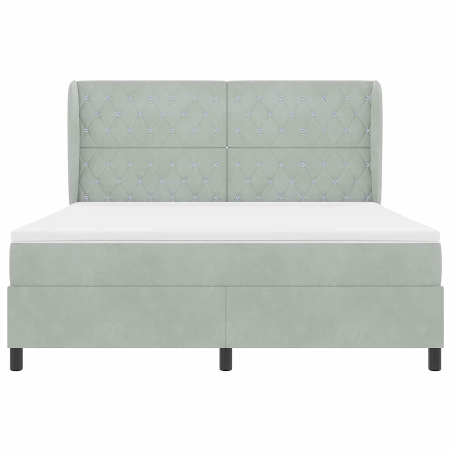 Boxspringbed met matras Lichtgrijs 200 x 180 cm Fluweel