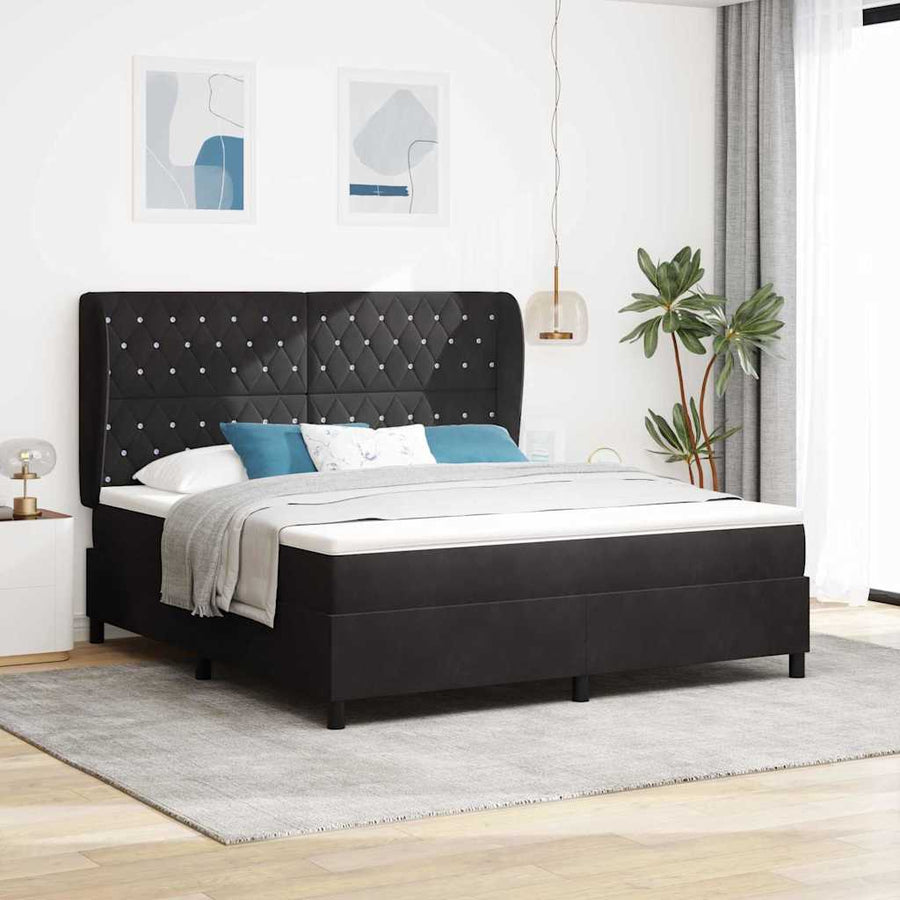 Boxspringbed met matras Zwart 200 x 180 cm Fluweel