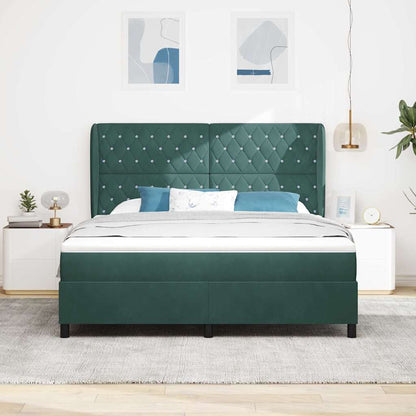 Boxspringbed met matras Donkergroen 200 x 180 cm Fluweel
