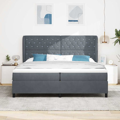 Boxspringbed met matras Donkergrijs 200 x 200 cm Fluweel