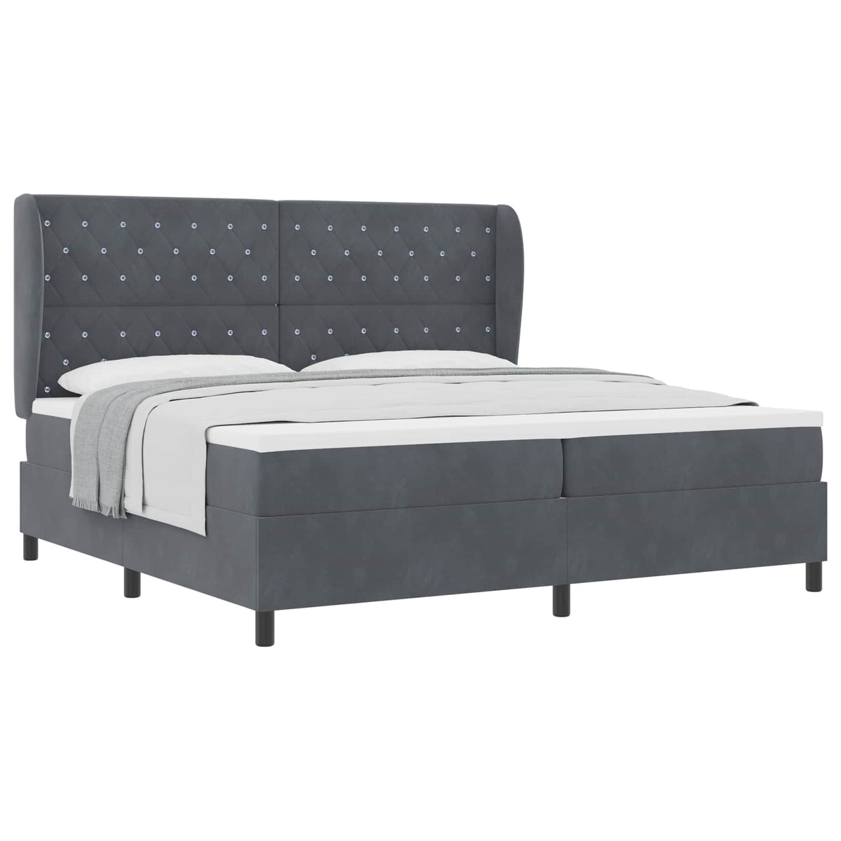 Boxspringbed met matras Donkergrijs 200 x 200 cm Fluweel