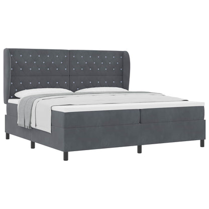 Boxspringbed met matras Donkergrijs 200 x 200 cm Fluweel