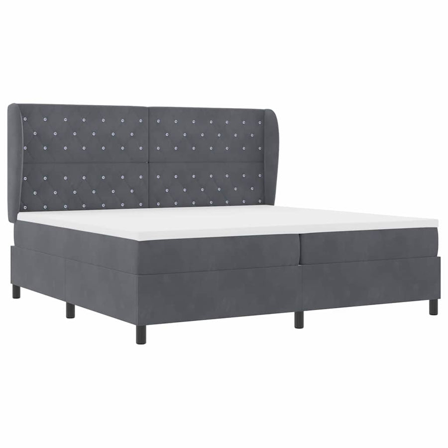 Boxspringbed met matras Donkergrijs 200 x 200 cm Fluweel