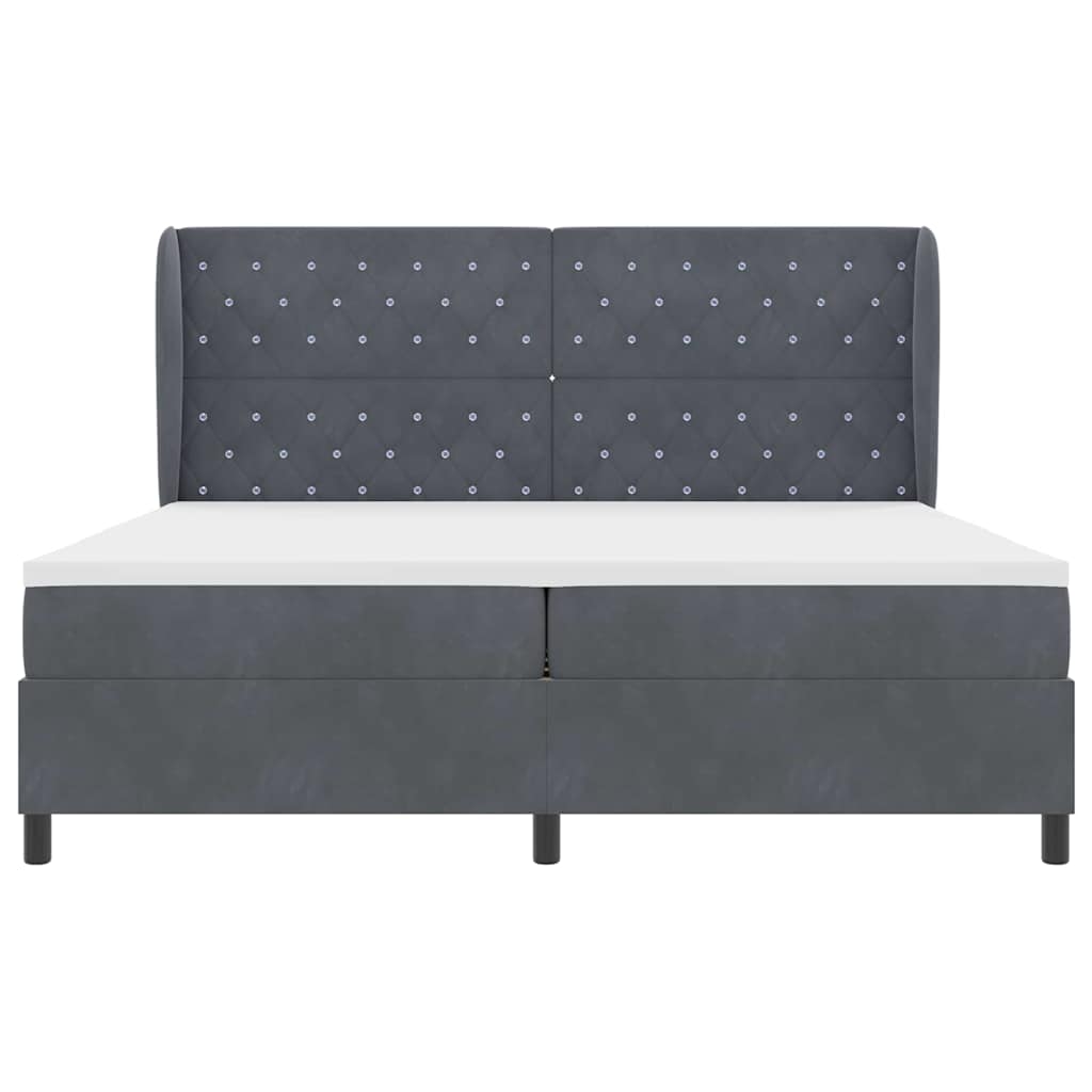 Boxspringbed met matras Donkergrijs 200 x 200 cm Fluweel