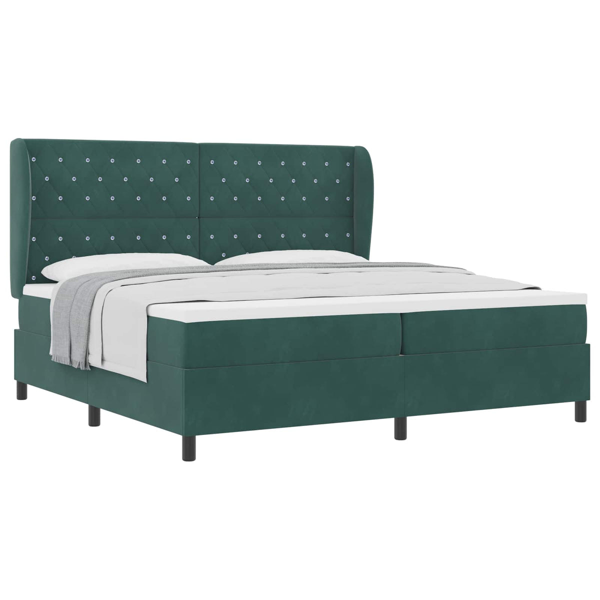 Boxspringbed met matras Donkergroen 200 x 200 cm Fluweel