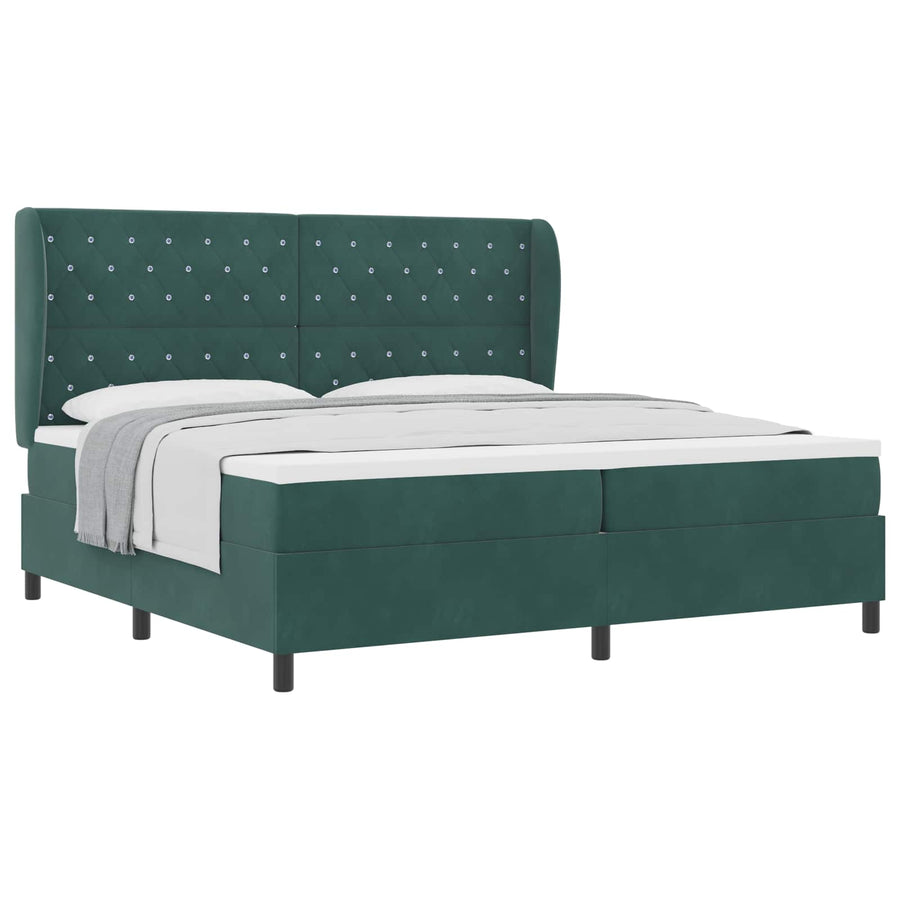 Boxspringbed met matras Donkergroen 200 x 200 cm Fluweel