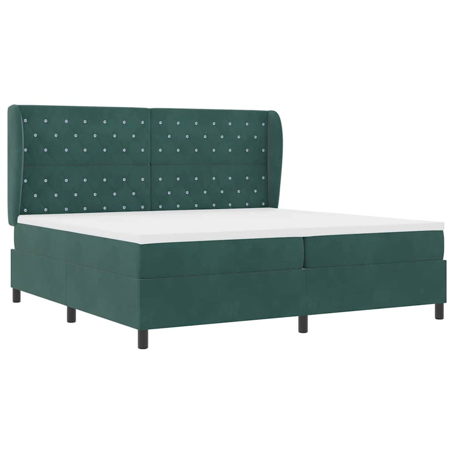 Boxspringbed met matras Donkergroen 200 x 200 cm Fluweel
