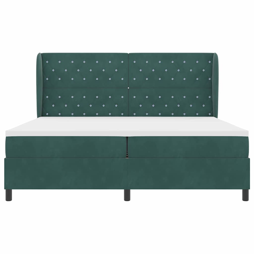 Boxspringbed met matras Donkergroen 200 x 200 cm Fluweel