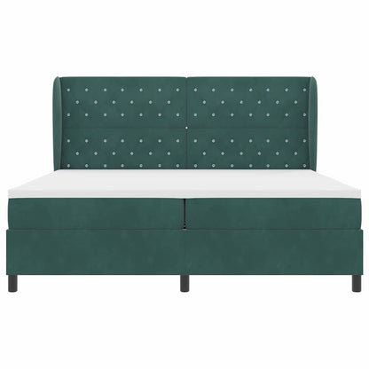 Boxspringbed met matras Donkergroen 200 x 200 cm Fluweel