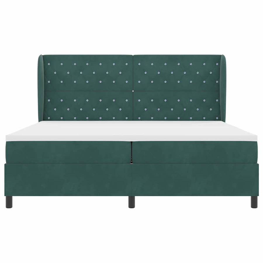 Boxspringbed met matras Donkergroen 200 x 200 cm Fluweel