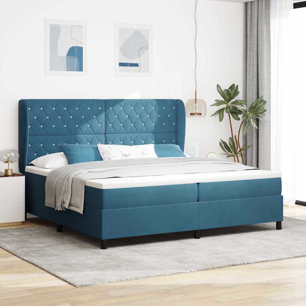 Boxspringbed met matras Donkerblauw 200 x 200 cm Fluweel