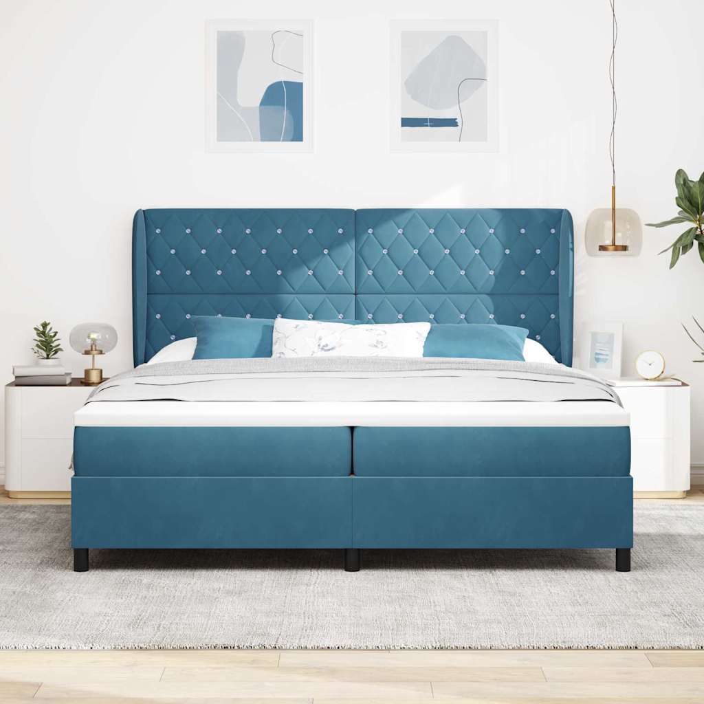Boxspringbed met matras Donkerblauw 200 x 200 cm Fluweel