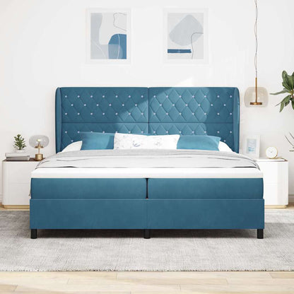 Boxspringbed met matras Donkerblauw 200 x 200 cm Fluweel