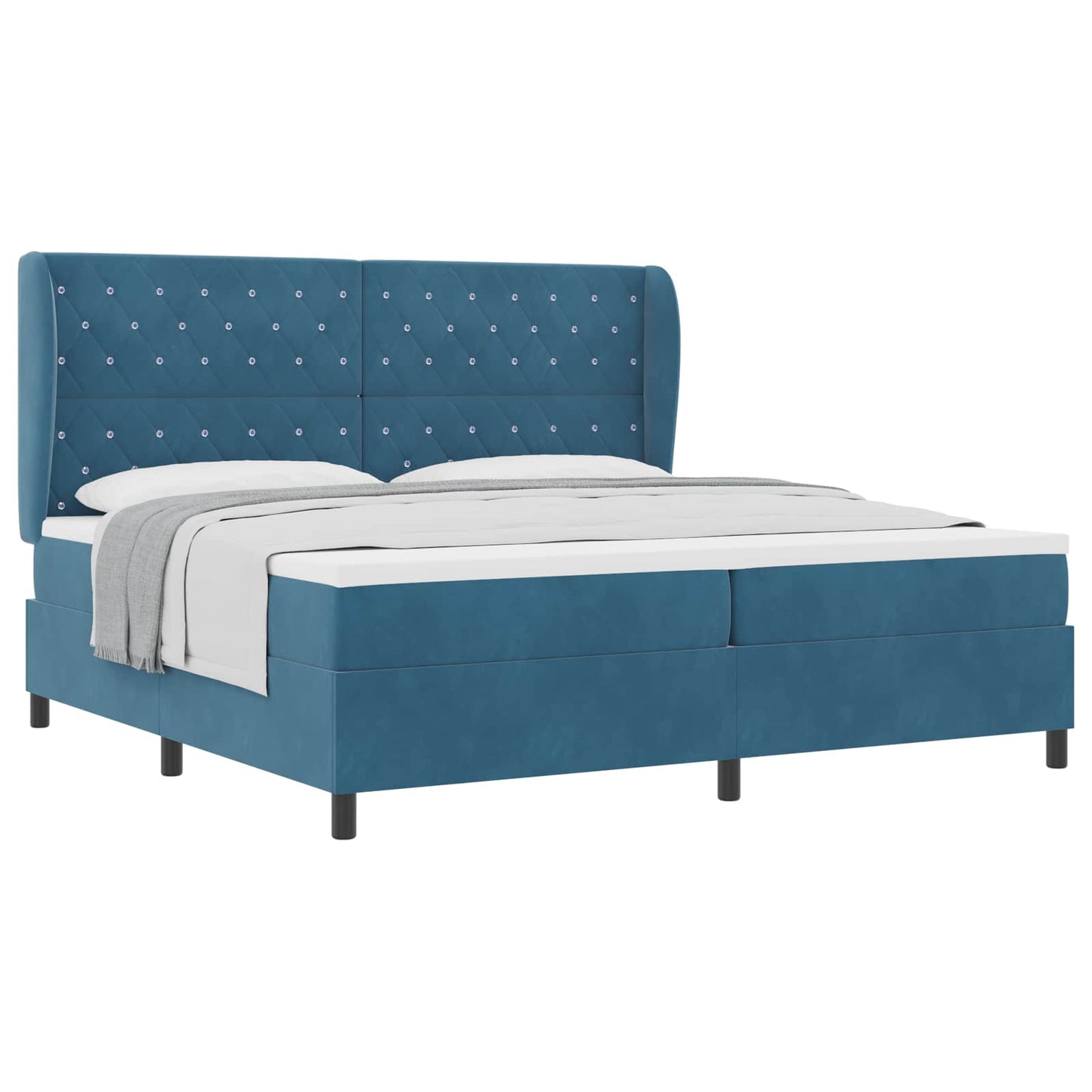 Boxspringbed met matras Donkerblauw 200 x 200 cm Fluweel