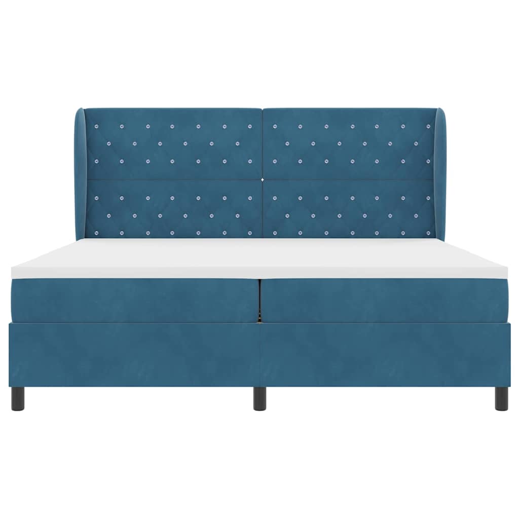 Boxspringbed met matras Donkerblauw 200 x 200 cm Fluweel