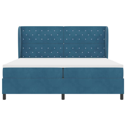 Boxspringbed met matras Donkerblauw 200 x 200 cm Fluweel