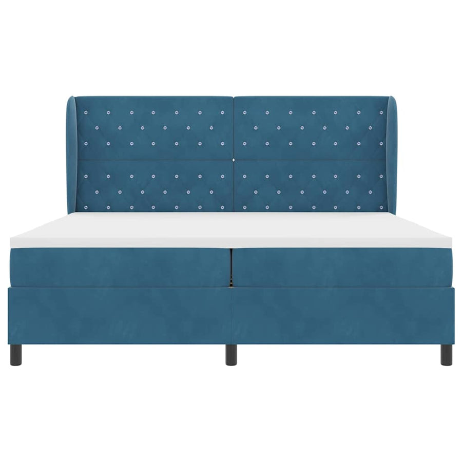 Boxspringbed met matras Donkerblauw 200 x 200 cm Fluweel