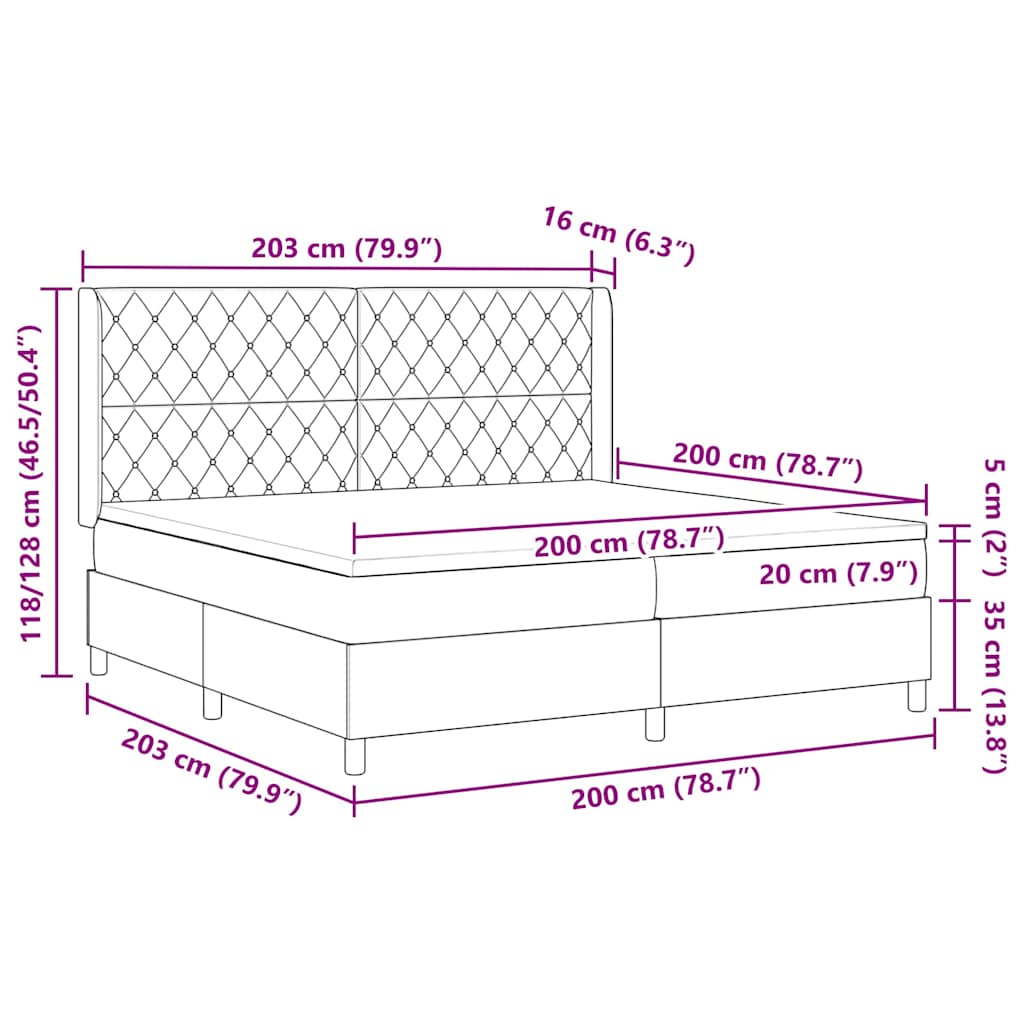 Boxspringbed met matras Donkerblauw 200 x 200 cm Fluweel