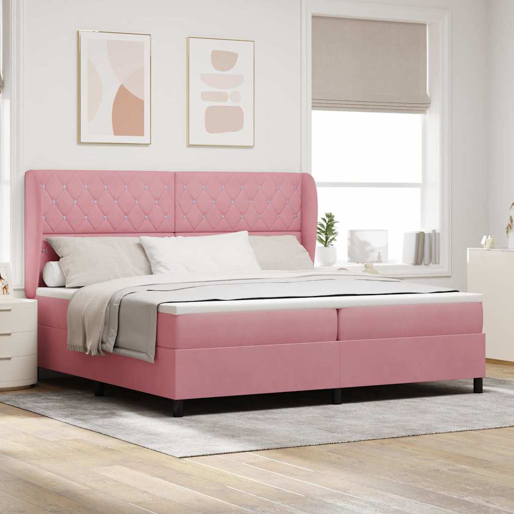 Boxspringbed met matras Roze 200 x 200 cm Fluweel