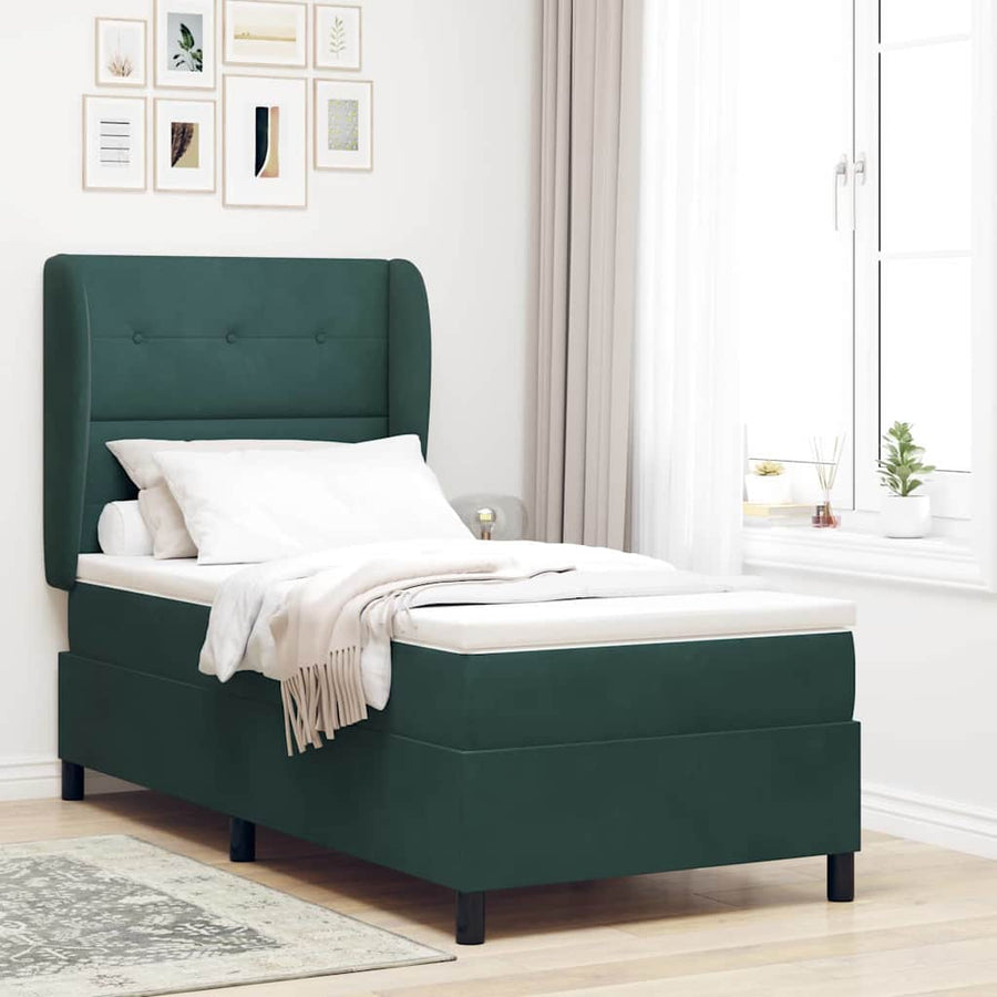 Boxspringbed met matras Donkergroen 200 x 100 cm Fluweel