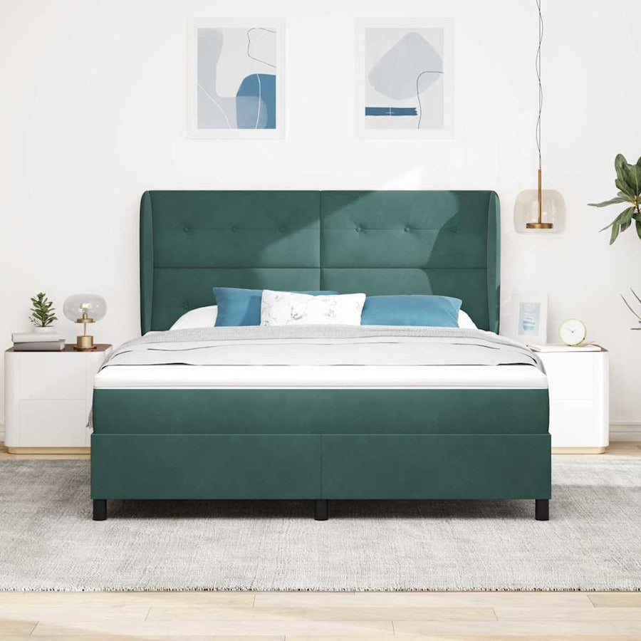 Boxspringbed met hoofdeinde Donkergroen 200 x 180 cm Fluweel