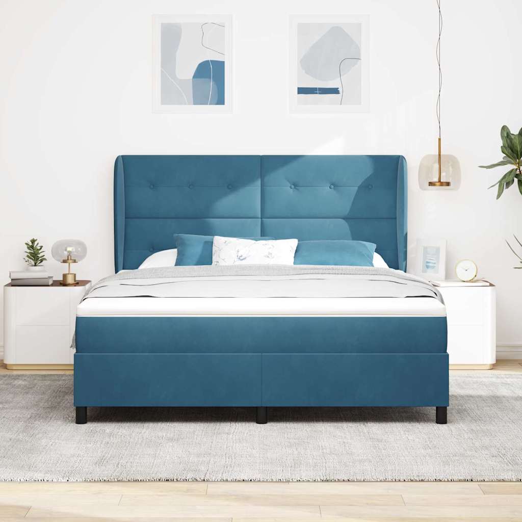 Boxspringbed met hoofdeinde Donkerblauw 200 x 180 cm Fluweel