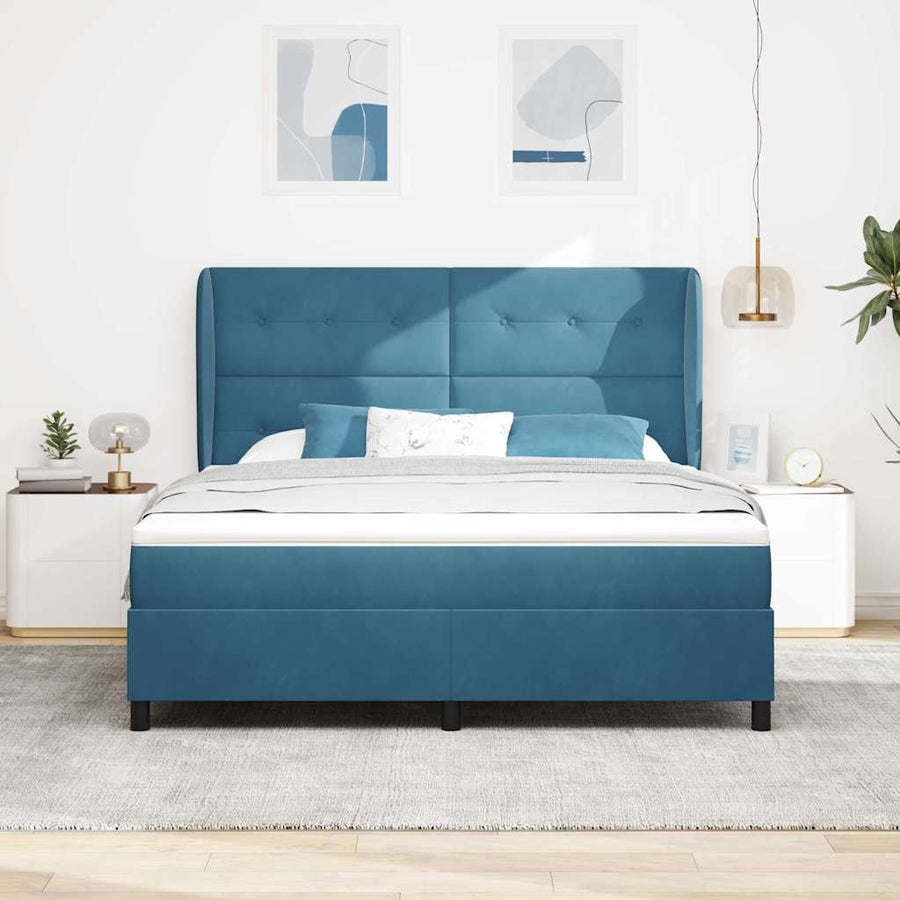 Boxspringbed met hoofdeinde Donkerblauw 200 x 180 cm Fluweel
