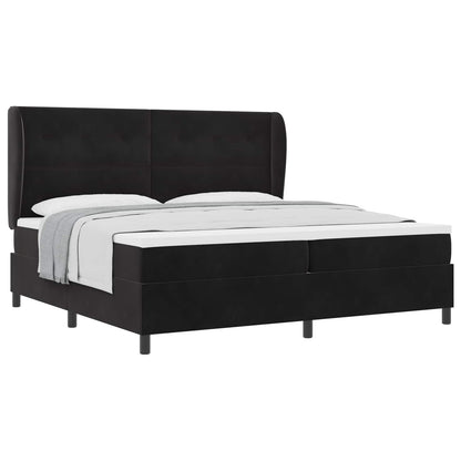 Boxspringbed Met Matras Polyester Zwart 200 x 200 cm Knopgecontracteerd