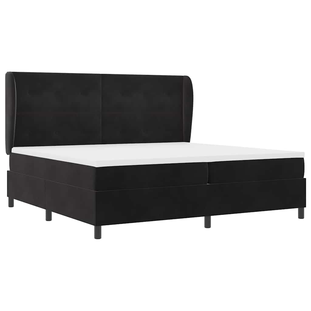 Boxspringbed Met Matras Polyester Zwart 200 x 200 cm Knopgecontracteerd