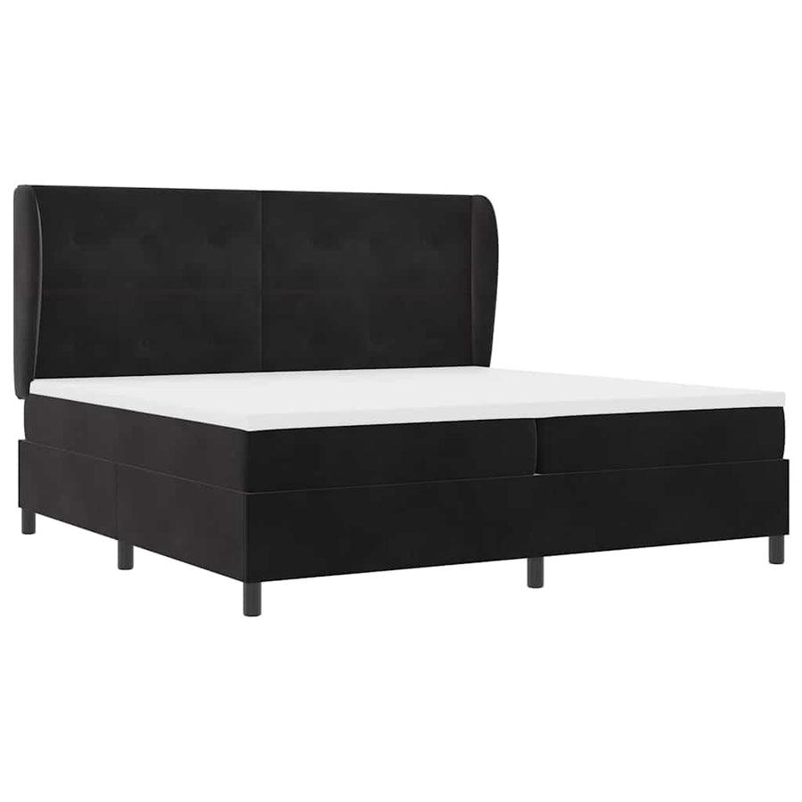 Boxspringbed Met Matras Polyester Zwart 200 x 200 cm Knopgecontracteerd