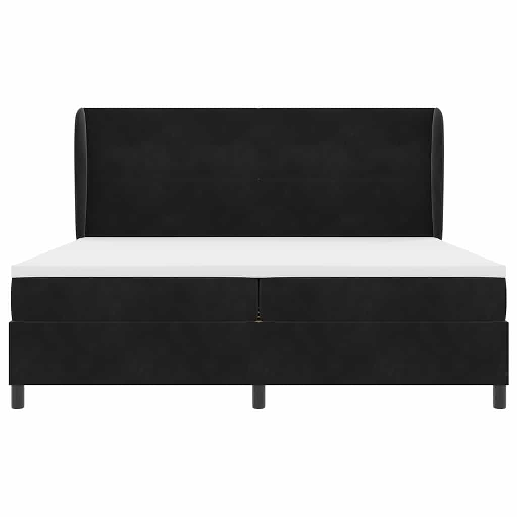Boxspringbed Met Matras Polyester Zwart 200 x 200 cm Knopgecontracteerd