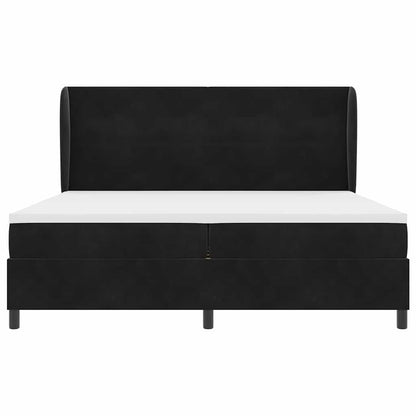 Boxspringbed Met Matras Polyester Zwart 200 x 200 cm Knopgecontracteerd