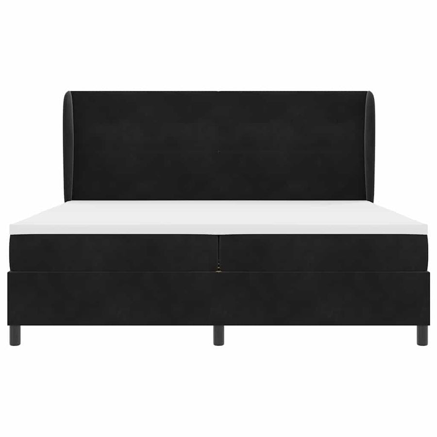 Boxspringbed Met Matras Polyester Zwart 200 x 200 cm Knopgecontracteerd