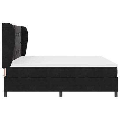 Boxspringbed Met Matras Polyester Zwart 200 x 200 cm Knopgecontracteerd