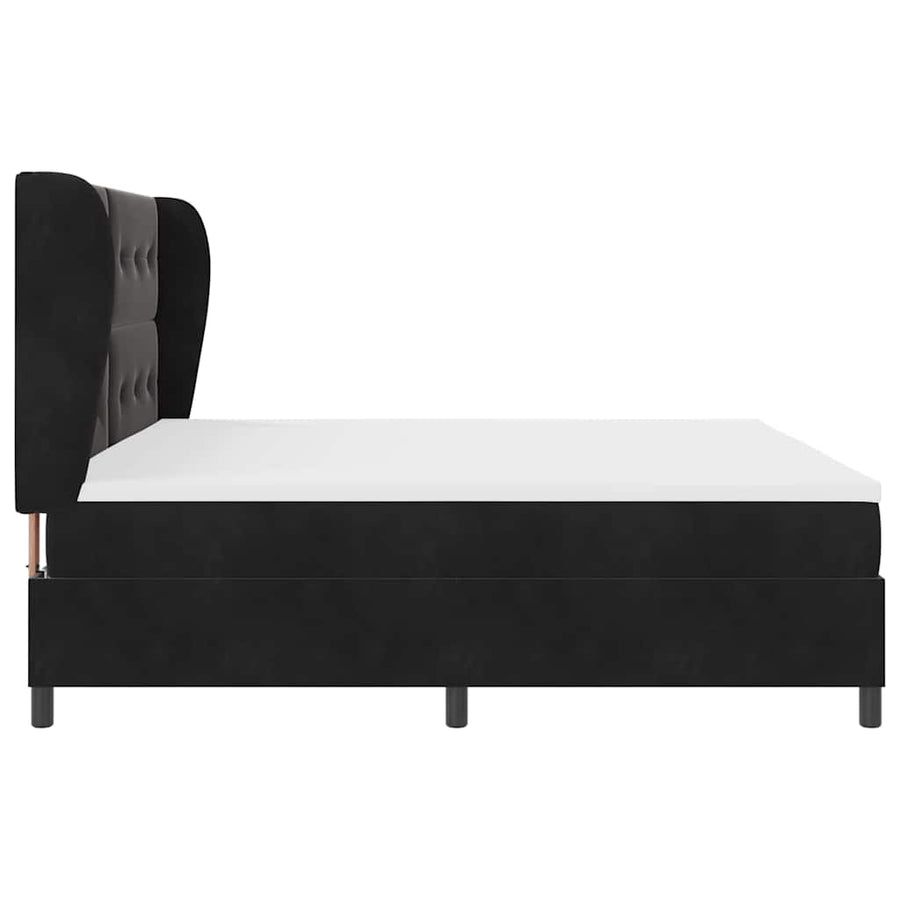 Boxspringbed Met Matras Polyester Zwart 200 x 200 cm Knopgecontracteerd
