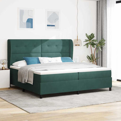 Boxspringbed met hoofdeinde Donkergroen 200 x 200 cm Fluweel