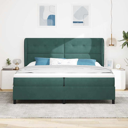 Boxspringbed met hoofdeinde Donkergroen 200 x 200 cm Fluweel