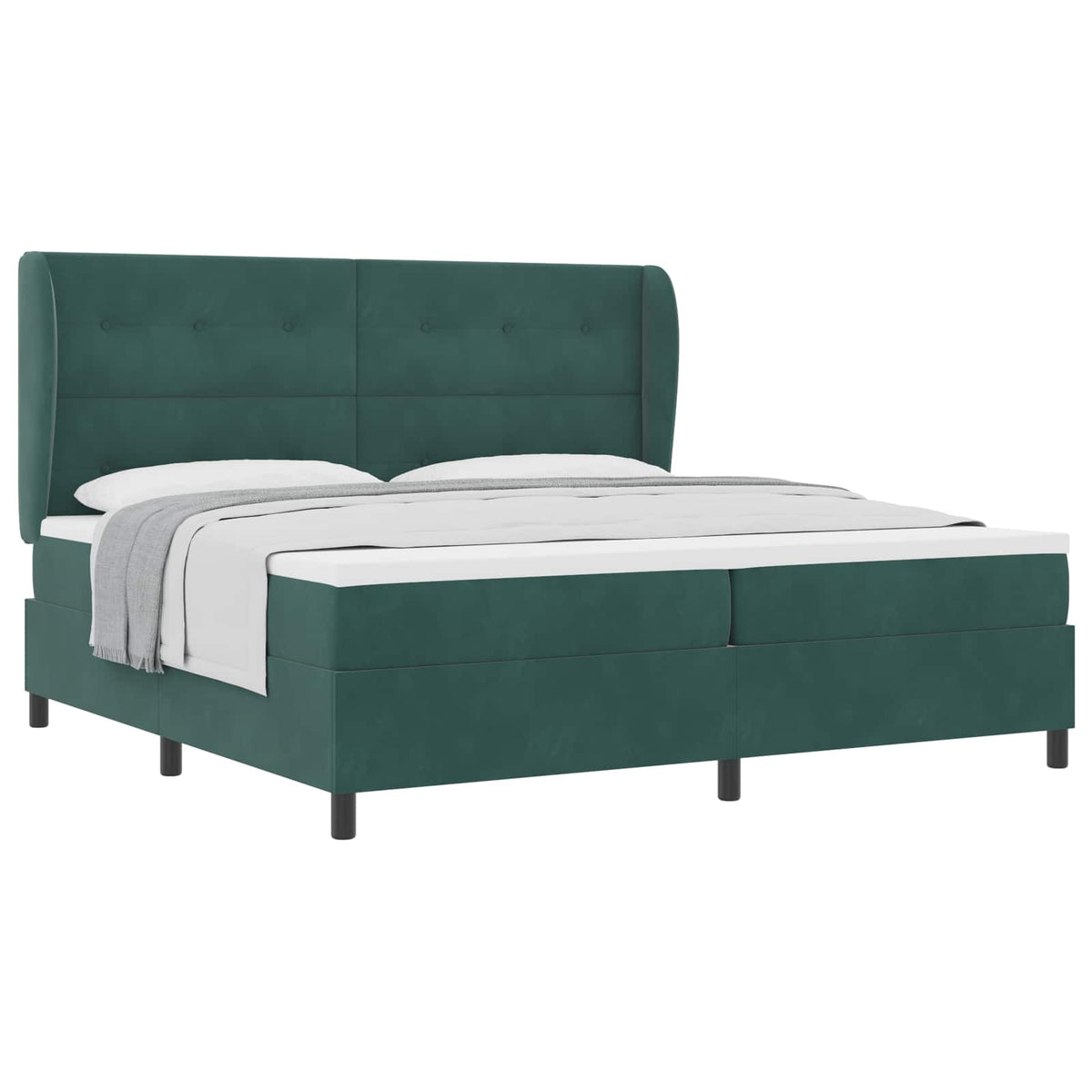 Boxspringbed met hoofdeinde Donkergroen 200 x 200 cm Fluweel