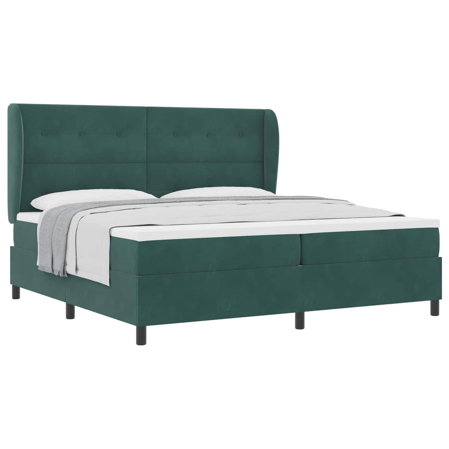 Boxspringbed met hoofdeinde Donkergroen 200 x 200 cm Fluweel