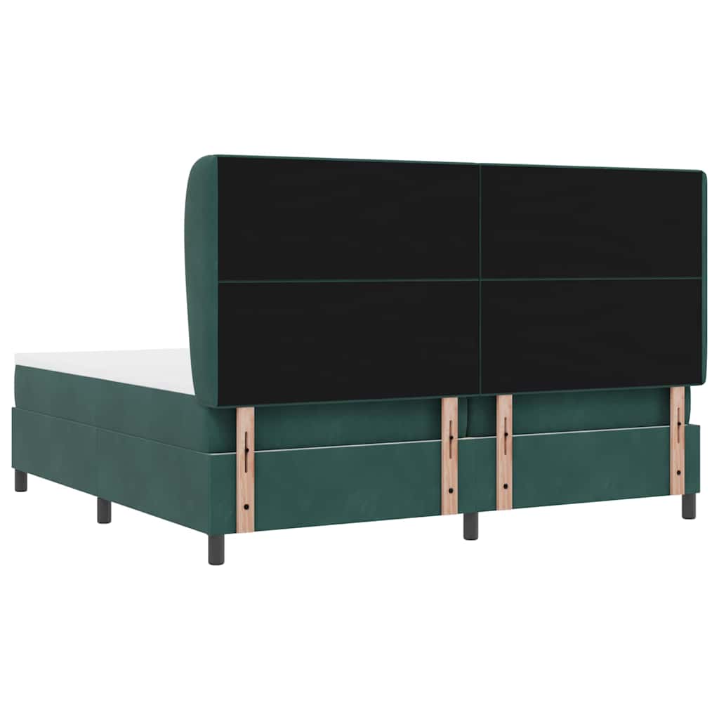 Boxspringbed met hoofdeinde Donkergroen 200 x 200 cm Fluweel