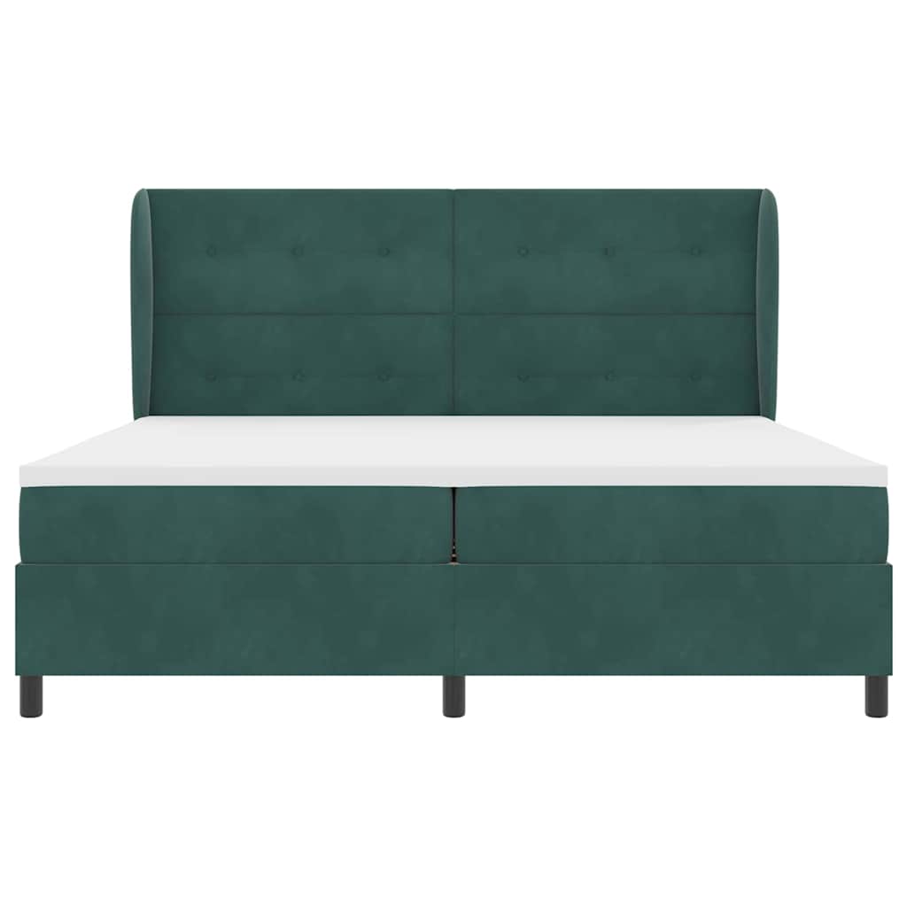 Boxspringbed met hoofdeinde Donkergroen 200 x 200 cm Fluweel