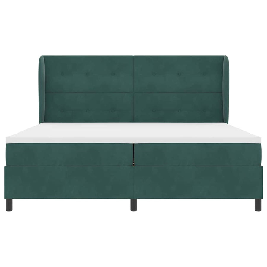 Boxspringbed met hoofdeinde Donkergroen 200 x 200 cm Fluweel