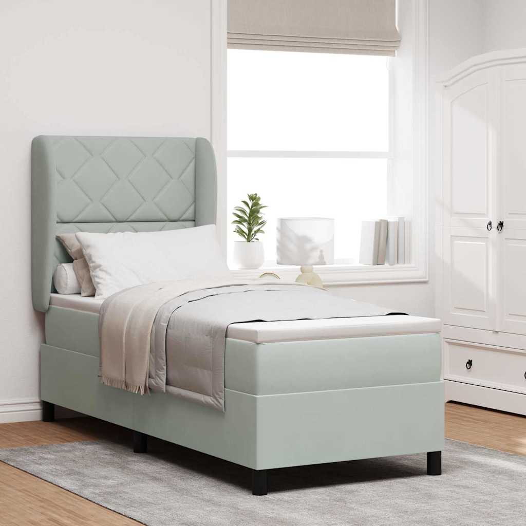 Boxspringbed met hoofdeinde Lichtgrijs 200 x 80 cm Fluweel
